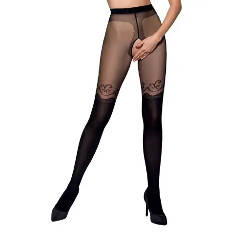 Колготки с открытым доступом, двойная плотность TIOPEN 012 black 1/2 (20/40 den) — Passion photo 1