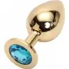 Анальная пробка SWAROVSKI BLUE, золотистая photo 3