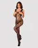 Сетчатый бодистокинг с вырезами и рисунком Obsessive Bodystocking G328 S/M/L, черный, комбинезон photo 3