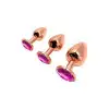 Металлическая анальная пробка Wooomy Tralalo Rose Gold Metal Plug Magenta M, диаметр 3,4 см, длина 8 photo 4