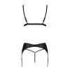 Комплект из эко-кожи Passion Miley Set black XXL/XXXL: трусики, бюстгальтер, пояс для чулок  photo 4