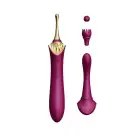 Вагинально-клиторальный вибратор Zalo — Bess Velvet Purple, мультифункциональный с насадками photo 1