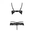 Комплект белья SARIA SET OpenBra black S/M - Passion Exclusive: стрэпы: откртый лиф, стринги photo 4