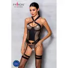 Сетчатый комплект корсет с халтером, съемные подвязки, трусики Amanda Corset black XXL/XXXL-Passion photo 3